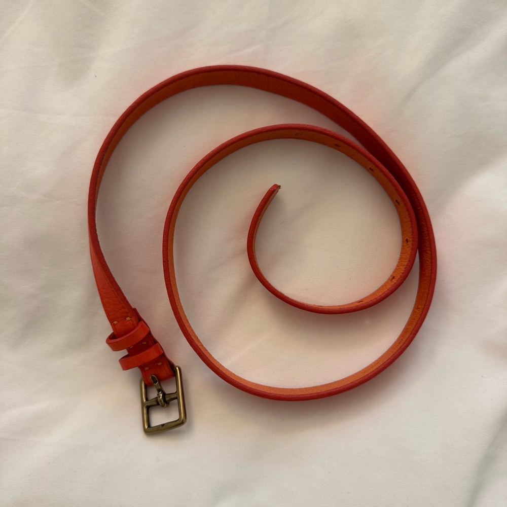 J. Crew Vibrant Coral Leather Belt - Picture 4 of 6